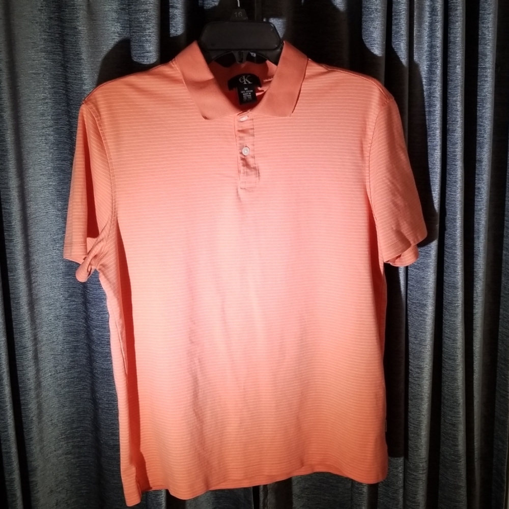 CK Mens sz M peach colored button up colla short s